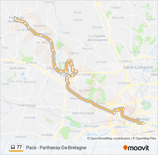 Plan de la ligne 77 de bus