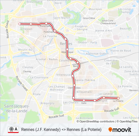 Plan de la ligne A de métro