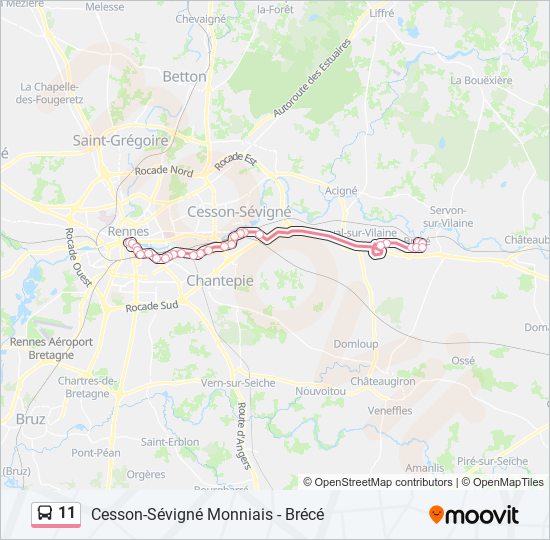 Plan de la ligne 11 de bus