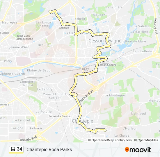 34 Bus Line Map
