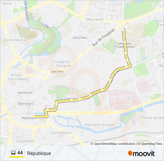 Plan de la ligne 44 de bus