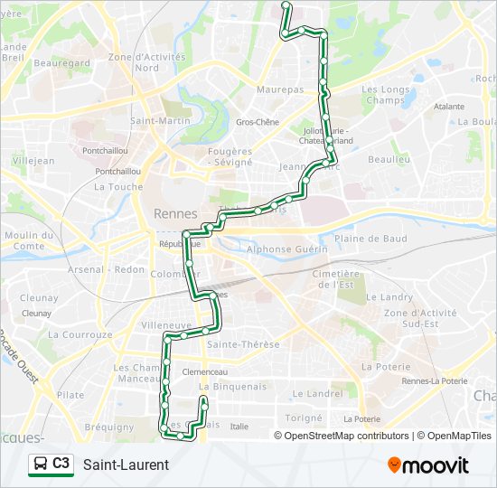 Plan de la ligne C3 de bus