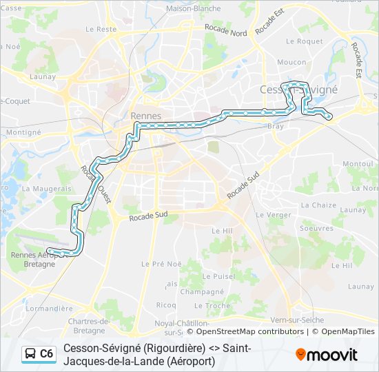 c6 Route: Schedules, Stops & Maps - Saint-Jacques-De-La-Lande Aéroport ...
