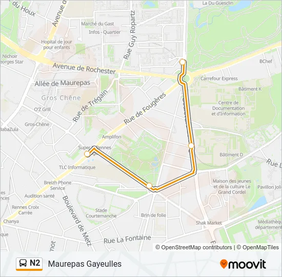 N2 Bus Line Map