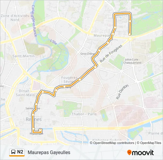 N2 Bus Line Map