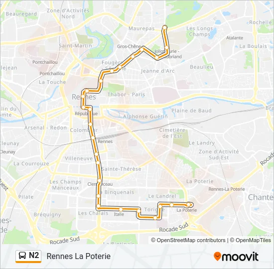 N2 Bus Line Map