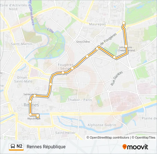 N2 Bus Line Map