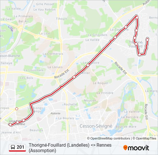 Plan de la ligne 201 de bus