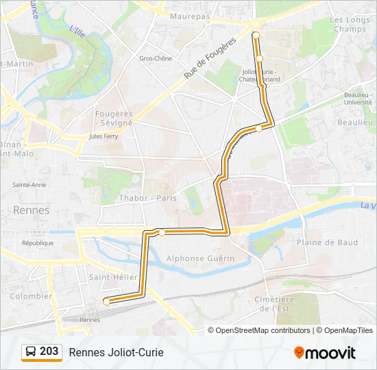 203 Bus Line Map