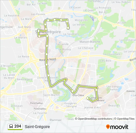 204 Bus Line Map