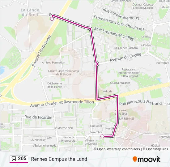 205 Bus Line Map