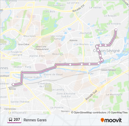 Plan de la ligne 207 de bus