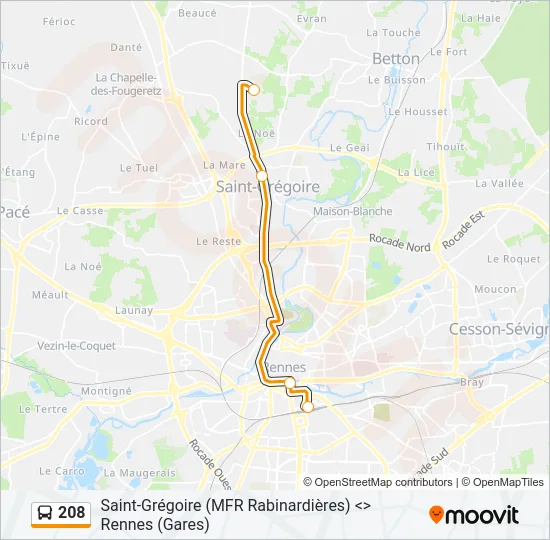 208 Bus Line Map
