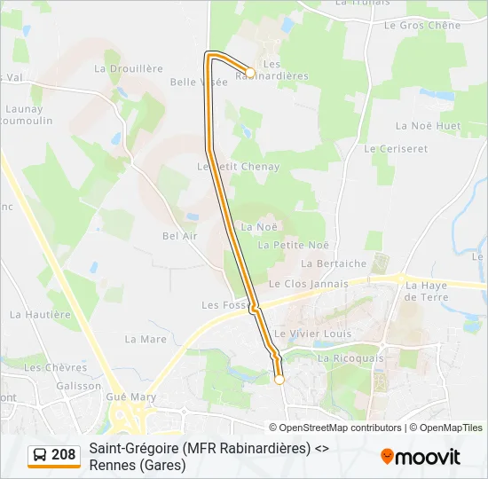 208 Bus Line Map