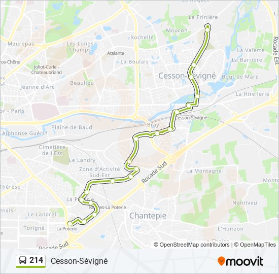 Plan de la ligne 214 de bus