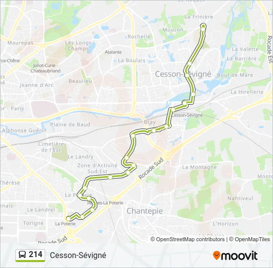 214 Bus Line Map