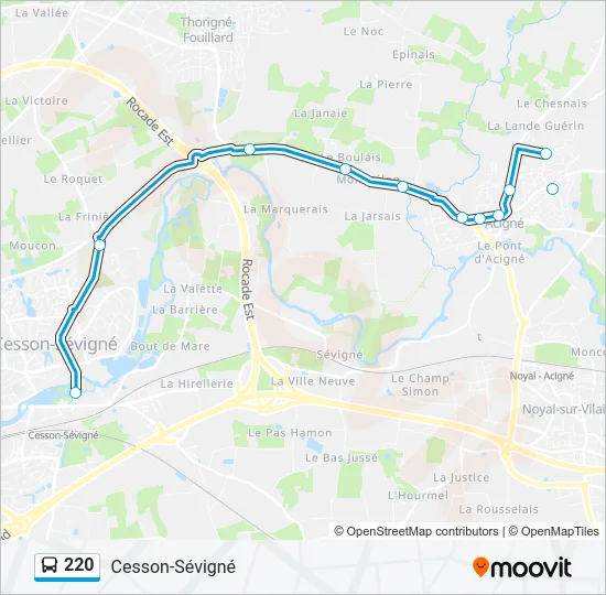220 Bus Line Map