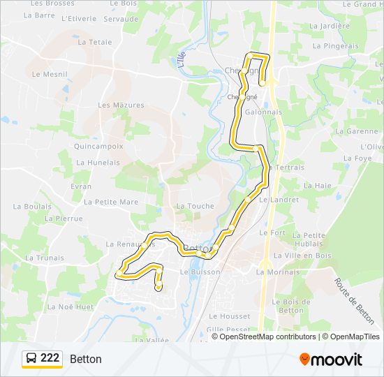 Plan de la ligne 222 de bus