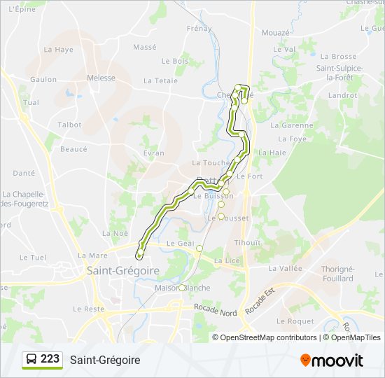 Plan de la ligne 223 de bus