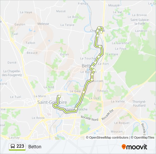 Plan de la ligne 223 de bus