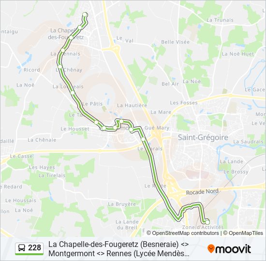 Plan de la ligne 228 de bus