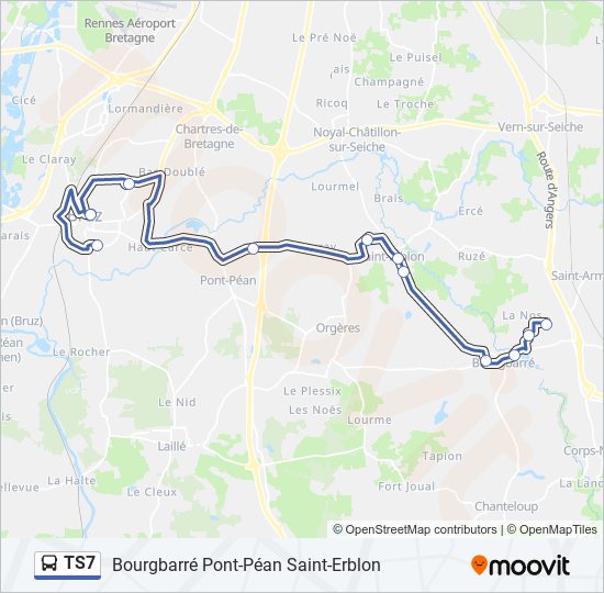 Mapa de TS7 de autobús