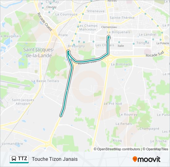 Plan de la ligne TTZ de bus