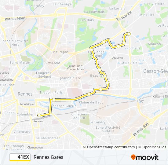 Plan de la ligne 41EX de bus