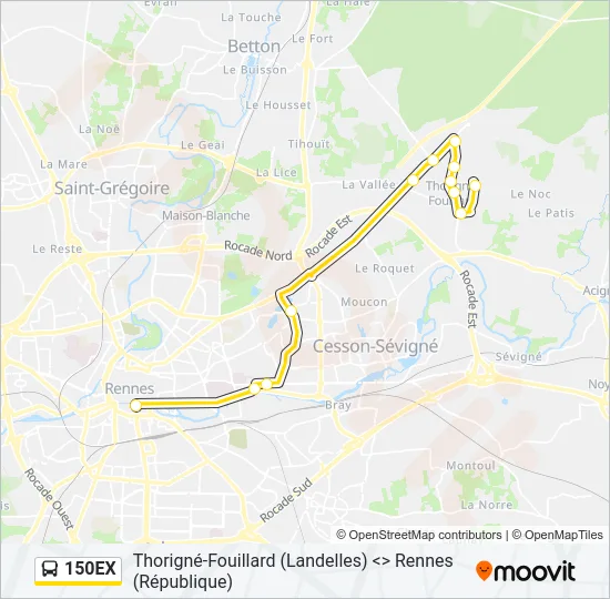 150EX Bus Line Map