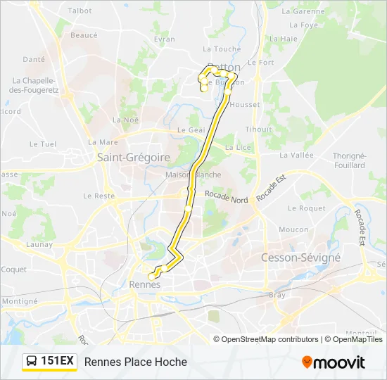 151EX Bus Line Map