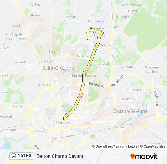 151EX Bus Line Map
