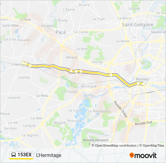 153EX Bus Line Map