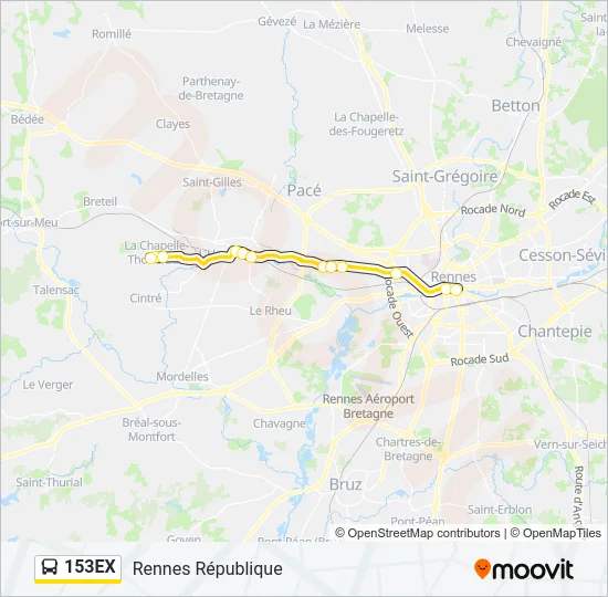 153EX Bus Line Map