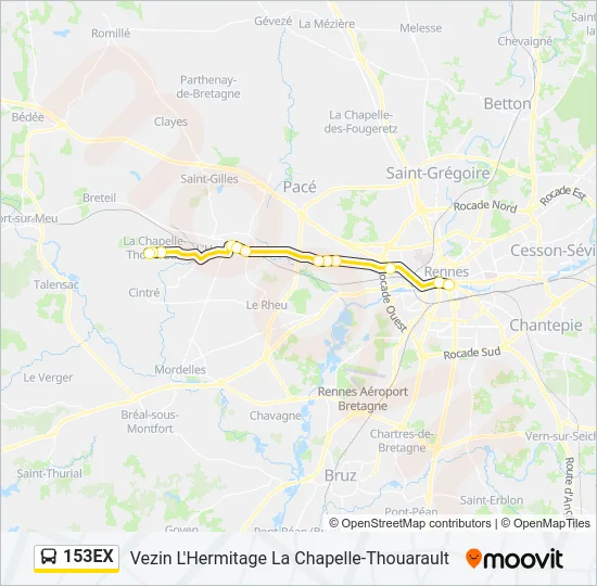153EX Bus Line Map