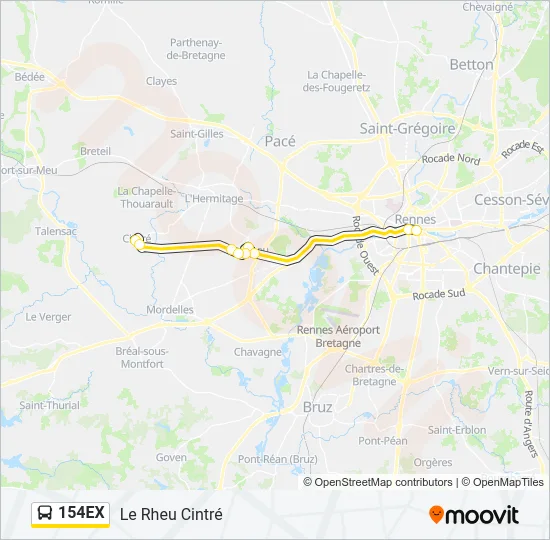 154EX Bus Line Map