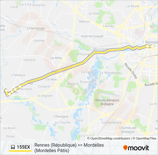 155EX Bus Line Map