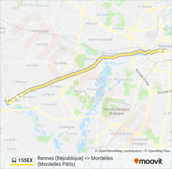 155EX Bus Line Map