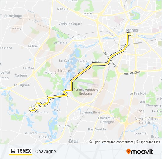 Plan de la ligne 156EX de bus