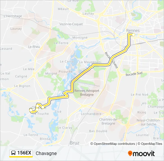 156EX Bus Line Map