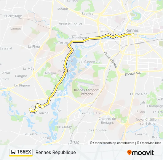 156EX Bus Line Map