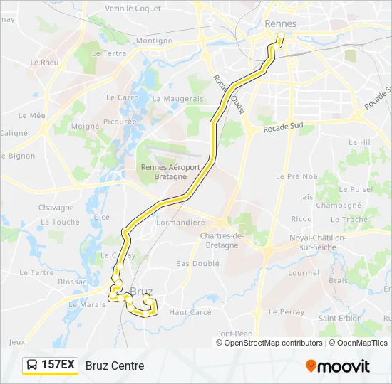 157EX Bus Line Map