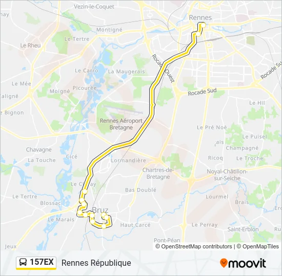 157EX Bus Line Map