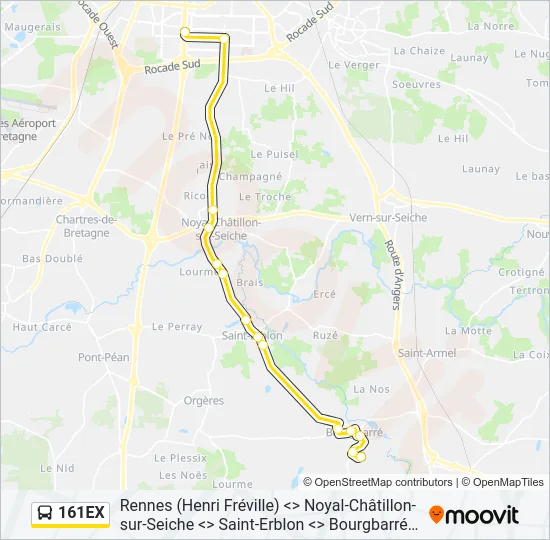 161EX Bus Line Map