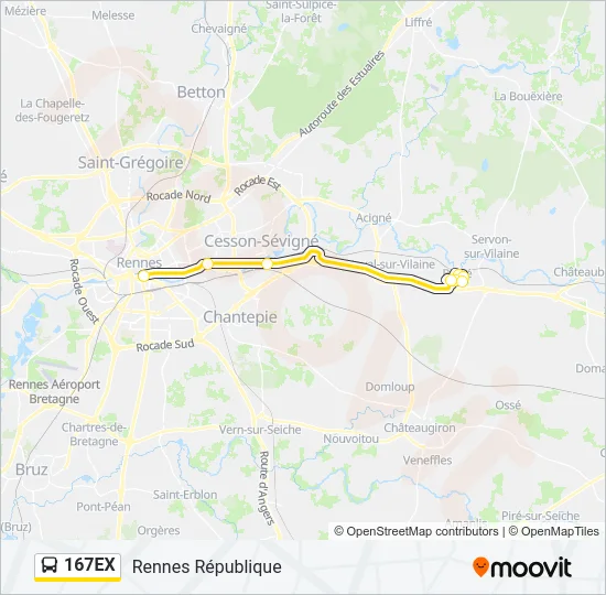 167EX Bus Line Map