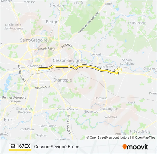 167EX Bus Line Map
