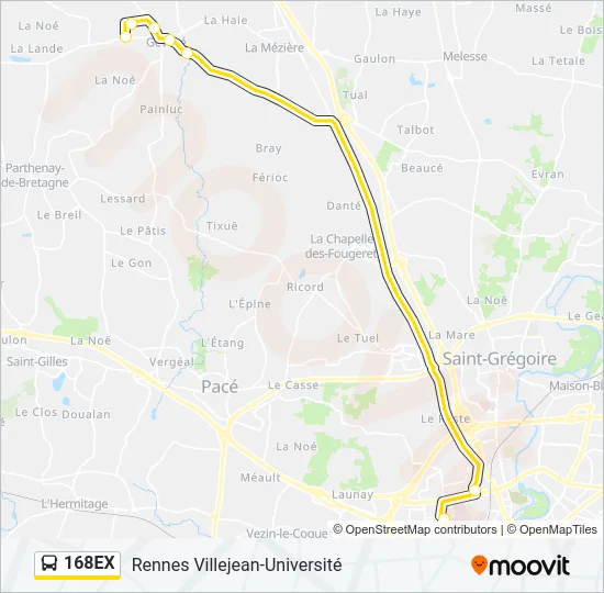 168EX Bus Line Map