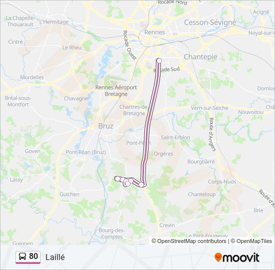 Plan de la ligne 80 de bus