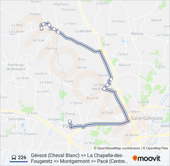 Plan de la ligne 226 de bus