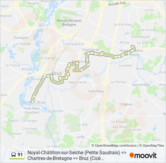 Mapa de 91 de autobús