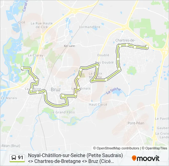 91 Bus Line Map